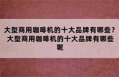 大型商用咖啡机的十大品牌有哪些？ 大型商用咖啡机的十大品牌有哪些呢